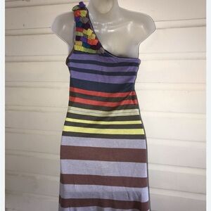 Nanette Lepore Multicolor Striped One-Shoulder Dress
